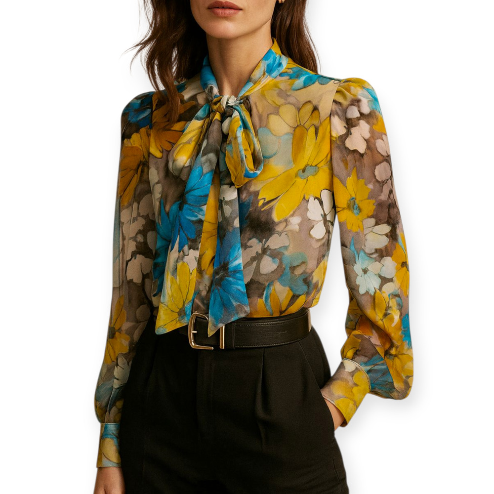 Dolce & Gabbana Vintage Deadstock Floral Printed Silk Authentic‎ Shirt Blouse
